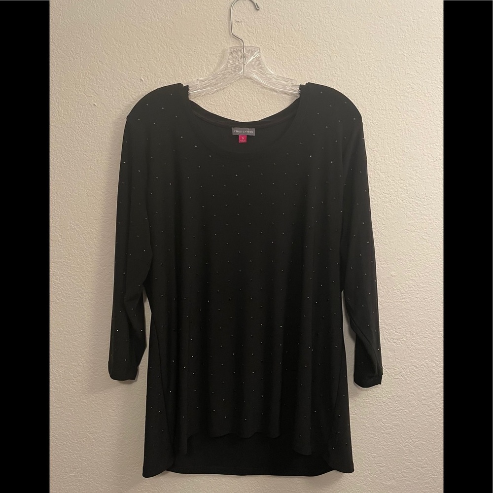 Vince Camuto black faux rhinestone top